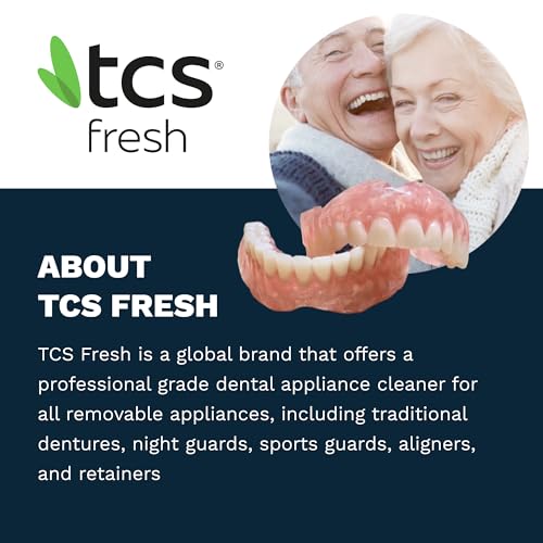 TCS Fresh Dental Appliance Cleaner, 24 Count Professional Strength Concentrated Cleanser Powder - Flexible Partial Cleaners, Denture Cleaner & Dental Night Guard Cleaner, Mint Flavor (6 Month Supply)