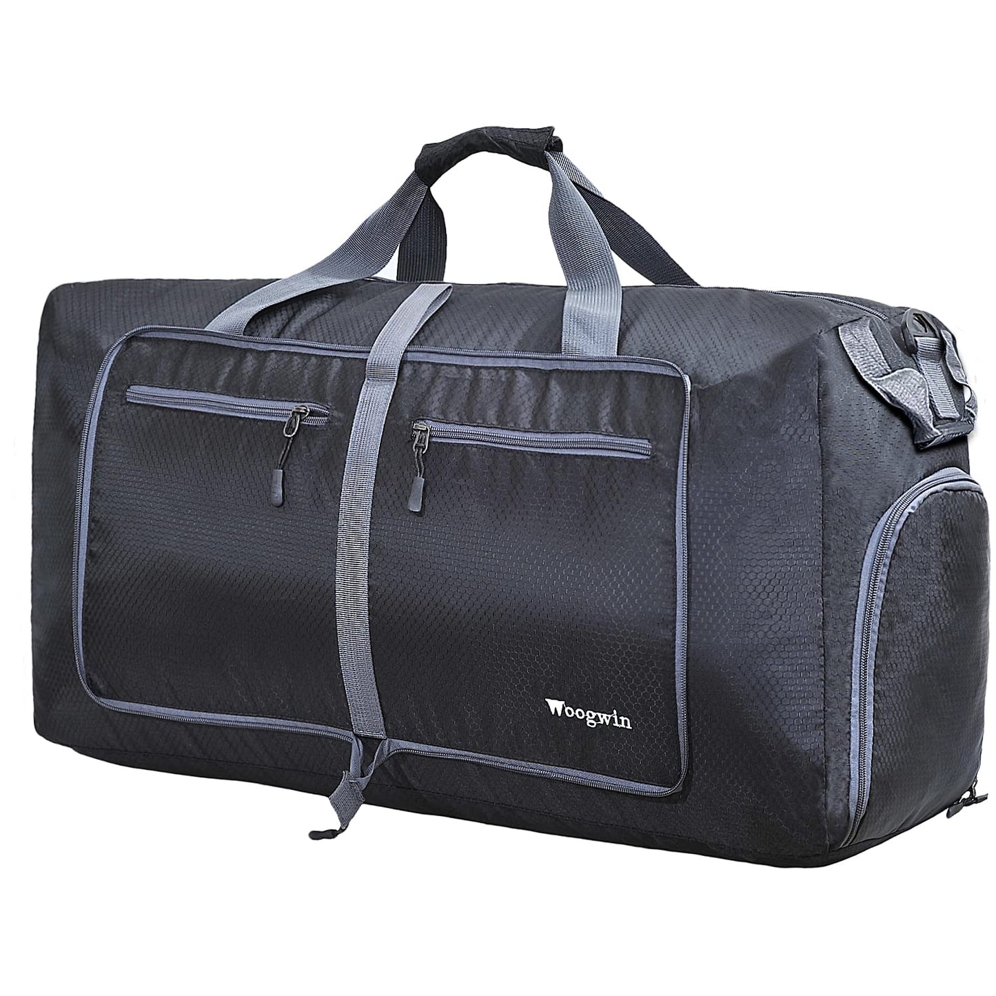Woogwin Travel Duffel Bag Large Foldable Waterproof Overnight Bag for Beach Swim Bags Pool Sports Gym (Light Blue Leaf)