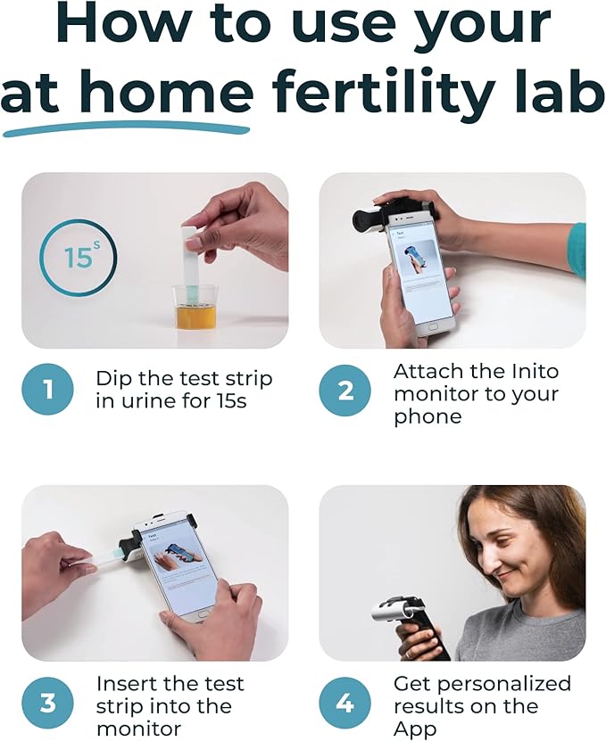 Inito Fertility Monitor & Hormone Tracker for Women | Estrogen, LH, PdG (Urine Metabolite of progesterone), FSH | Track and Confirm Ovulation | Includes 15 Test Strips (iPhone 7 Plus / 8 Plus)