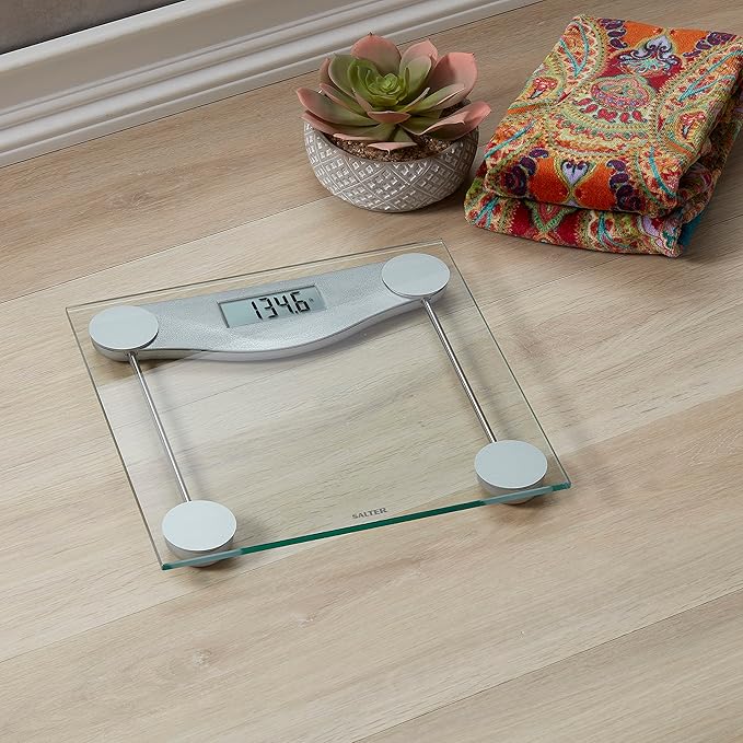 Salter Glass Digital Bath Scale First Digital Bath Scale for Body Weight in the E-Tech Series, Clear