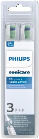 Philips Sonicare Genuine C2 Optimal Plaque Control Toothbrush Heads, 3 Brush Heads, White, HX9023/65
