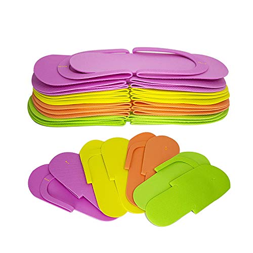 JOVANA 36 Pair Disposable Foam Pedicure Slippers Multi Color Flip Flop Salon Nail Spa (Colors May Vary)
