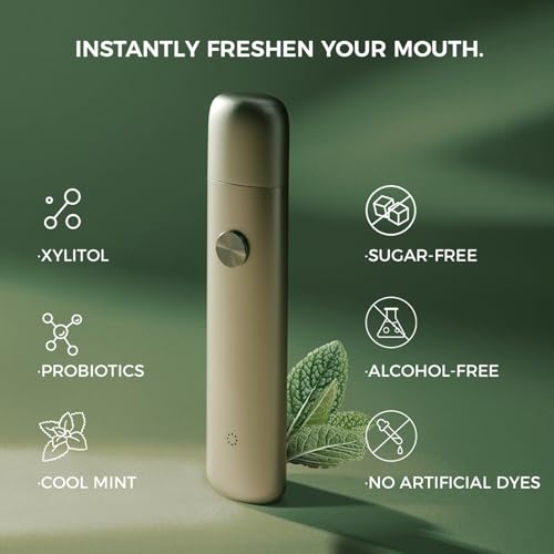 Smart Electric Oral Spray - Mouth Spray Fresh Breath, Cool Mint Breath Spray, Mouth Freshener Spray, Rechargeable, Alcohol Free, With 4 Pods (Classic+4 Bombs)