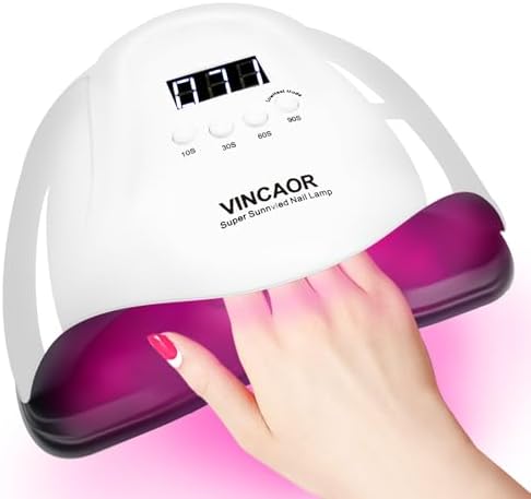 VINCAOR UV Light for Gel Nails, 180W Nail Dryer UV Nail Lamp, Nail Polish Light with 4 Timer Settings, 45 Beads, Polish Curing UV LED Dryer with Automatic Sensor（Purple Light
