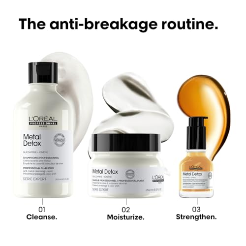 L'Oreal Professionnel Metal Detox Leave-In Oil - Detoxifies, Prevents Damage and Prolongs Hair Color With Shine