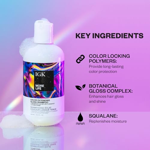 IGK MORE LIFE Color Extending Gloss Shampoo, 8 Oz