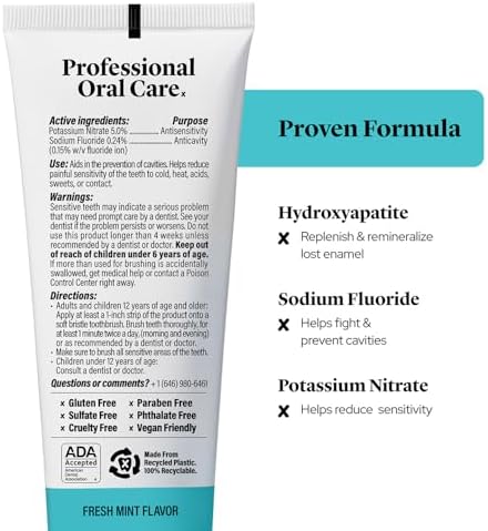 Professional Enamel Rebuilding Toothpaste - 2 Pack - Remineralizing Nano Hydroxyapatite Toothpaste with Sodium Fluoride, ADA Approved, Vegan, 2 x 4.2oz