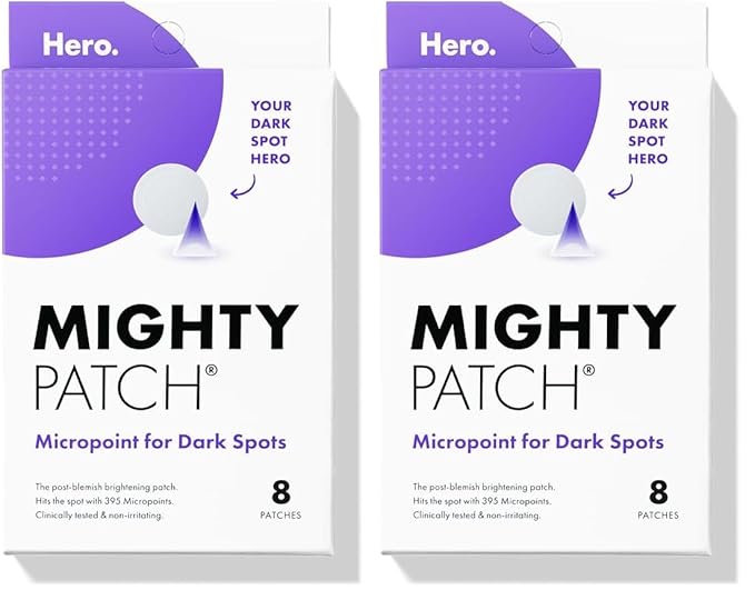 Mighty Patch Hero Cosmetics Micropoint™ for Dark Spots - Post-Blemish Dark Spot Patch with 395 Micropoints, Dermatologist Tested and Non-irritating (8 Count) (Pack of 2)