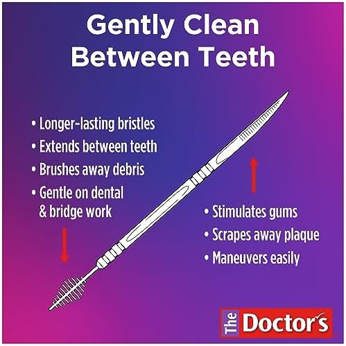 The Doctor's BrushPicks, Interdental Brushes and Dental Pick 2-in-1, Plaque Remover for Teeth, 275 Toothpicks, 4 Pack