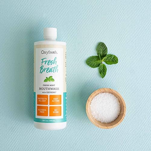Oxyfresh Fresh Breath Fresh Mint Mouthwash – Dentist Recommended for Long-Lasting Fresher Breath & Healthy Gums | Alcohol & Fluoride Free (1-16 oz Bottle)