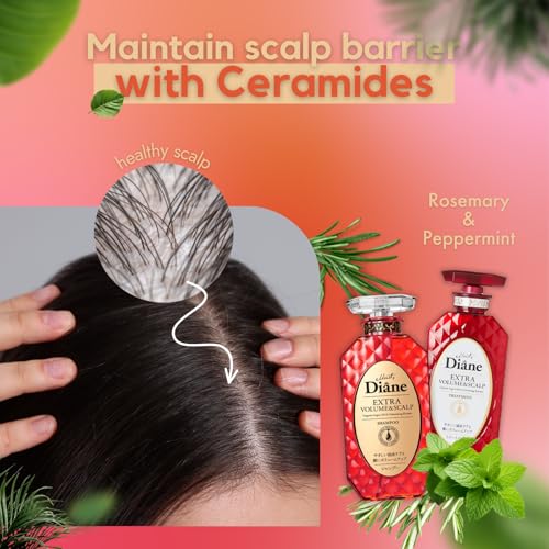 Moist Diane Hair Fall Shampoo and Conditioner Set for Fine Hair, Anti Hair Loss Shampoo for Women & Men by Argan Oil, Keratin & Ceramides from Japan, Silicone & Sulfate Free 30.4 Fl Oz VOLUME & SCALP