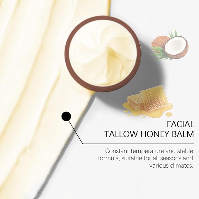 Whipped Beef Tallow and Honey Balm,Beef Tallow for Skin,Tallow Face Moisturizer,Tallow and Honey Balm,Grass Fed Grass Finished Face Cream 120G/1pcs