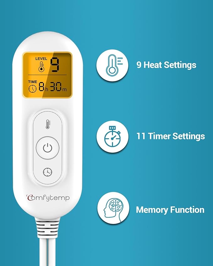 Upgraded Heating Pad for Back Pain Relief, Comfytemp Birthday Gifts for Women Men, Large Electric Heat Pad for Cramps, Lower Back, Lumbar, Sciatica, XL Heated Belt — 11 Auto-Off Blue