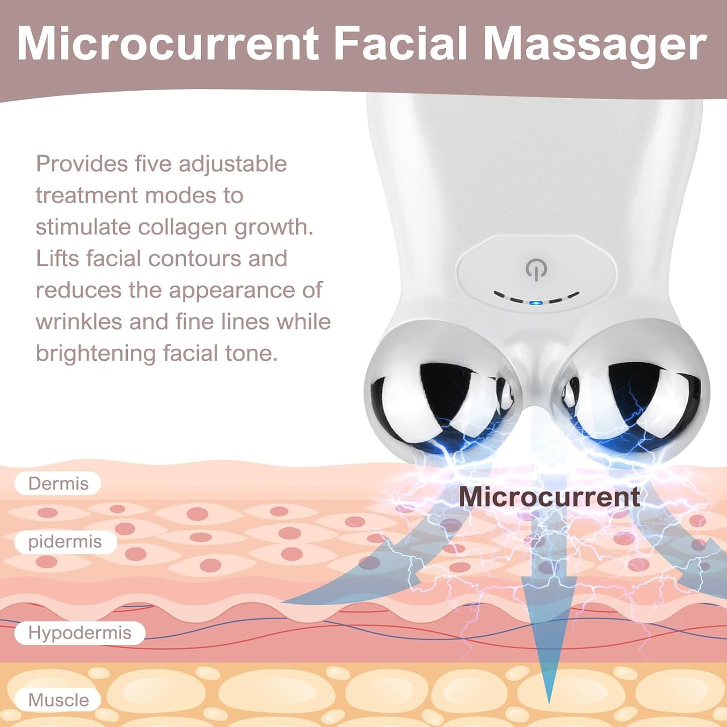Microcurrent Face Device, USB Microcurrent Facial Shaping Tool for Facial Wrinkle Removal and Anti-Aging，Mini Microcurrent Face Lift Device for Face Lifting and Facial Sculpting (White)