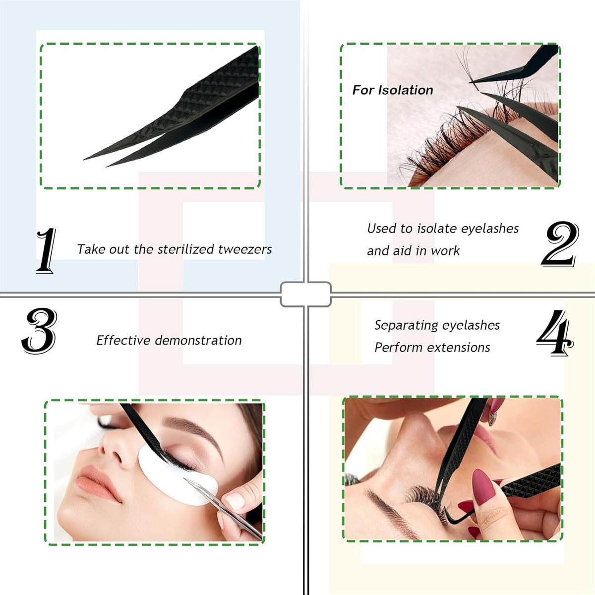 Lash Tweezers for Isolation, Pointed Craft Tweezers For Women Lash Extension Tweezer Eyelash Extension Supplies Japanese Steel (Black-Dolphin tweezers)