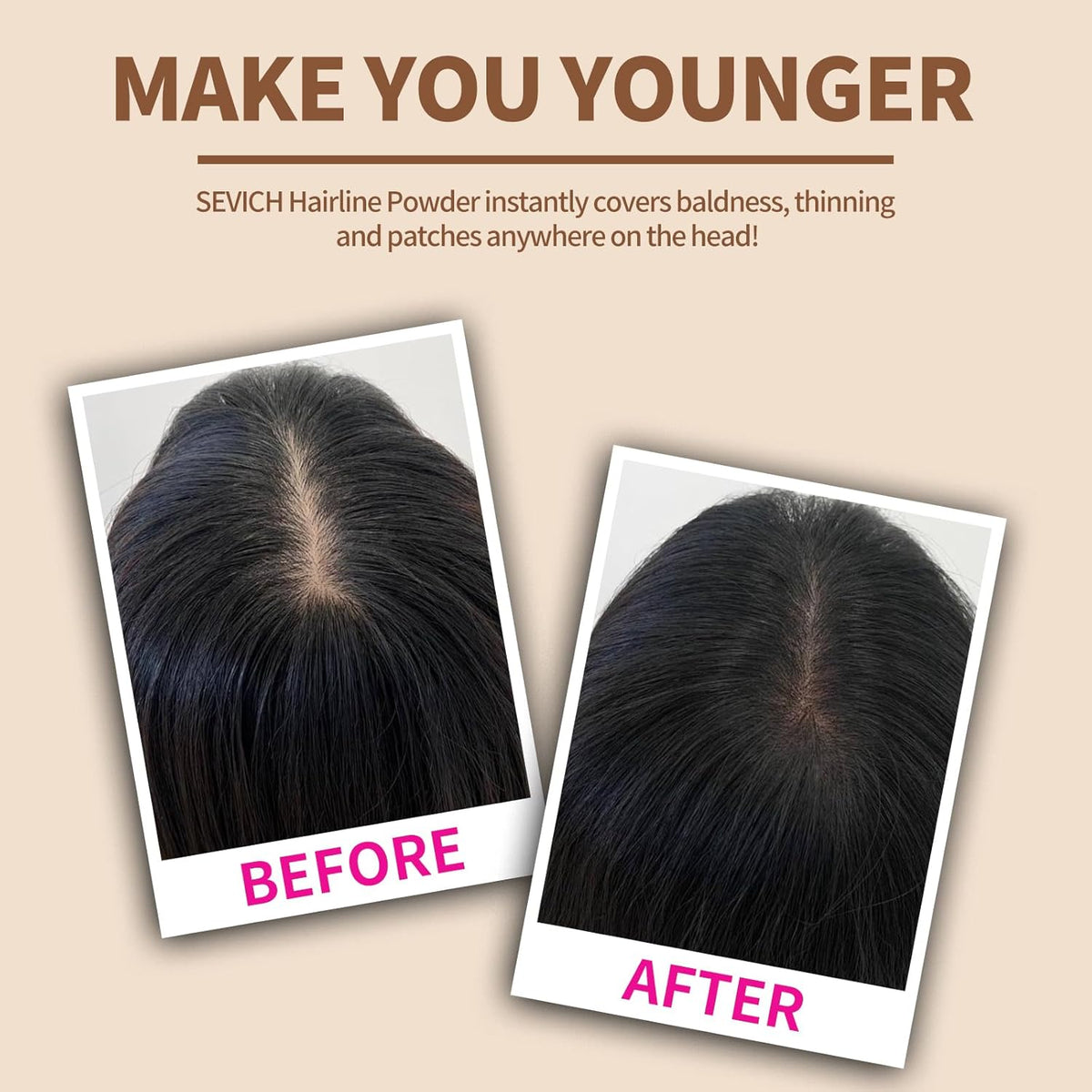 Instantly SEVICH Hairline Powder - Quick Cover Grey Hair Concealer for Thinning Hairlines, Eyebrows & Beards, Windproof & Sweatproof, Med Blonde