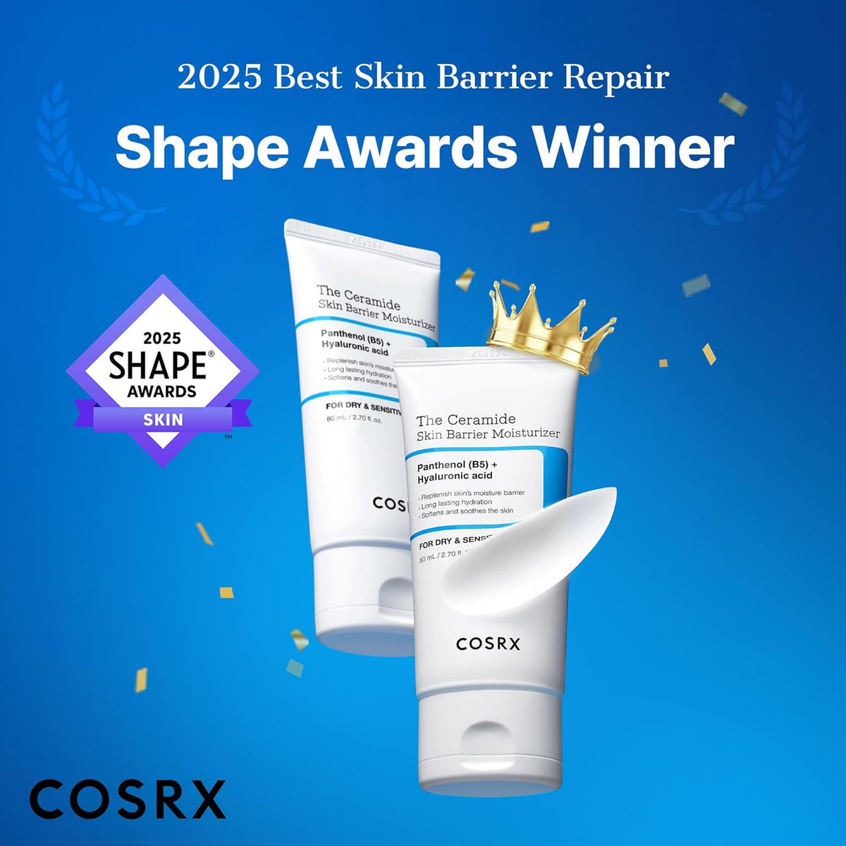 COSRX Ceramide Skin Barrier Moisturizer for Face with 7 Ceramides, Hyaluronic Acid & Panthenol for All Skin Types, 2.7 fl.oz, Korean Skin Care