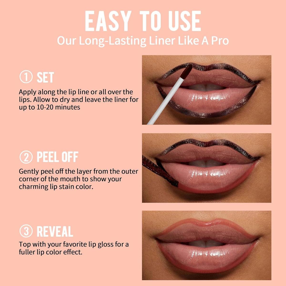 iMethod Lip Stain - Lip Liner Stain, Peel Off Lip Stain with Tweezer, Natural Long Lasting, Waterproof, Easy to Use, Stay On All Day, Rose
