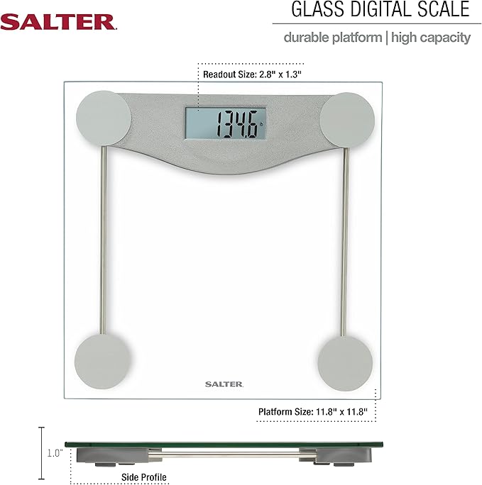 Salter Glass Digital Bath Scale First Digital Bath Scale for Body Weight in the E-Tech Series, Clear