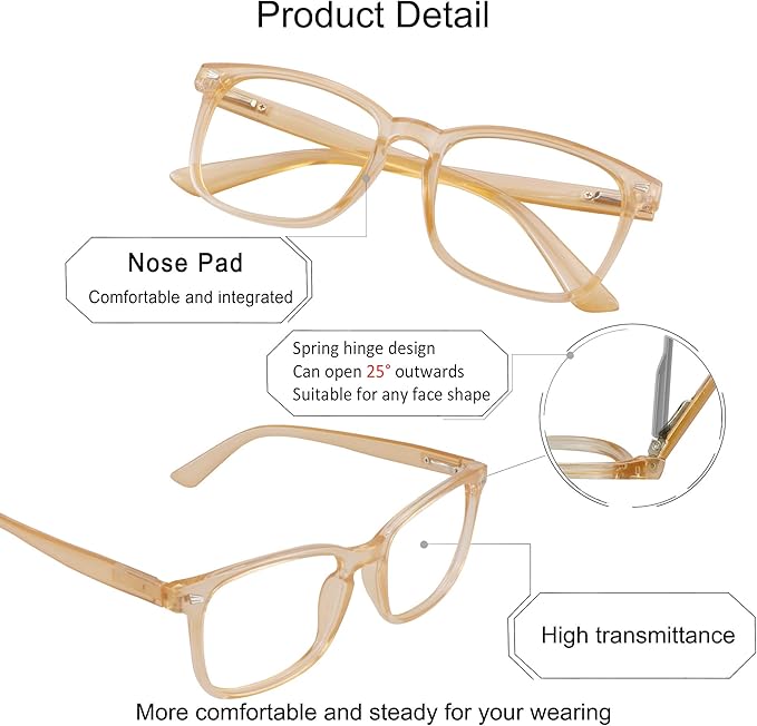 YEIN Bifocal Reading Glasses with Blue Light Blocking Lenses, Bifocal Reader for Women and Men, Vintage Square frame with Spring Hinge (+0.00/+1.50 magnification)