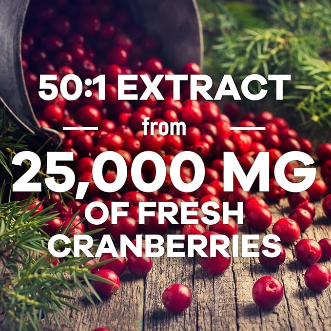 Cranberry Concentrate Extract Supplement for Women & Men + Vitamin C - 25,000mg Formula for Urinary Tract Health Support, Non-GMO and Gluten Free, Cranberry Pills Supplement - 120 Capsules