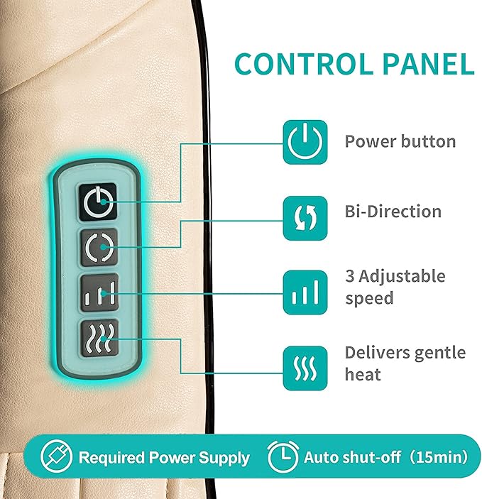 Nekteck Shiatsu Neck and Back Massager with Soothing Heat, Electric Deep Tissue 3D Kneading Massage Pillow for Shoulder, Leg, Full Body Muscle Pain Relief, Car, Office and Home Use