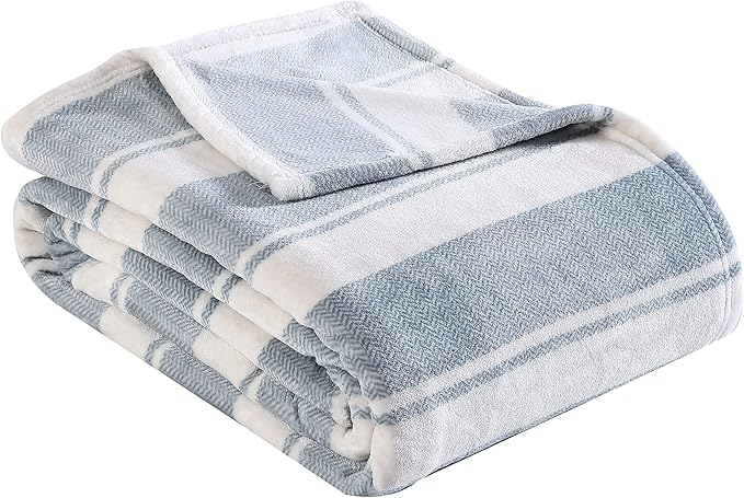 Eddie Bauer - Twin Blanket, Ultra Plush Bedding, Lightweight Home Decor for All Seasons (Stone Throw Stripe, Twin)