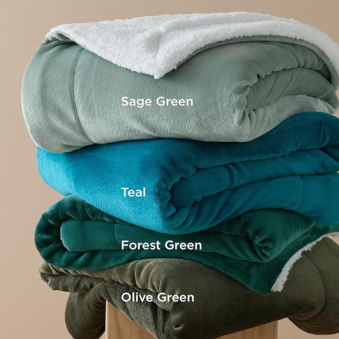 Bedsure Sherpa Fleece Blankets King Size for Bed - Thick and Warm, Soft Fuzzy Plush King Blanket for Winter, Teal, 108x90 Inches