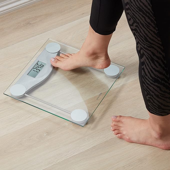 Salter Glass Digital Bath Scale First Digital Bath Scale for Body Weight in the E-Tech Series, Clear