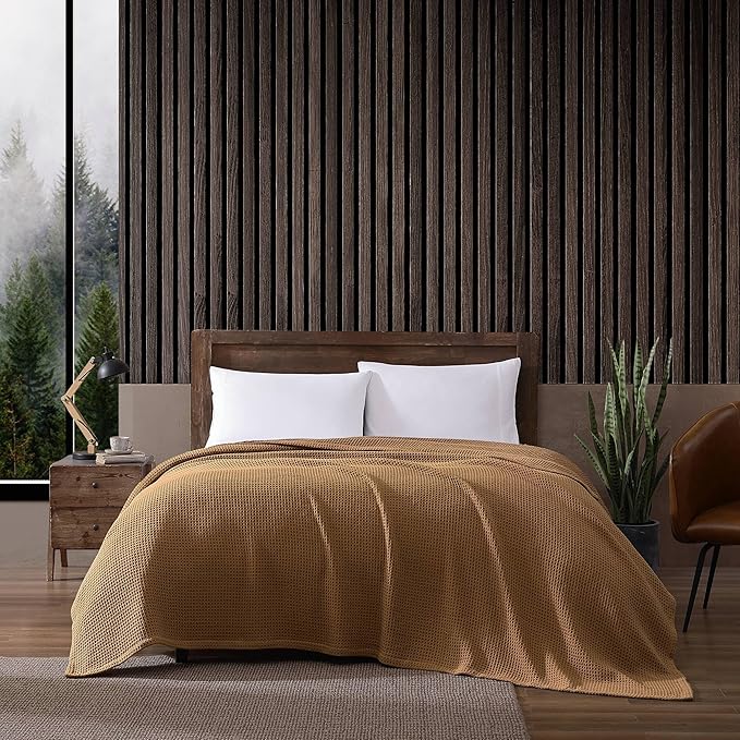 Eddie Bauer Blanket Soft Waffle Weave Bedding, Medium Weight Bedroom Decor, Softens Every Wash, King, Brown
