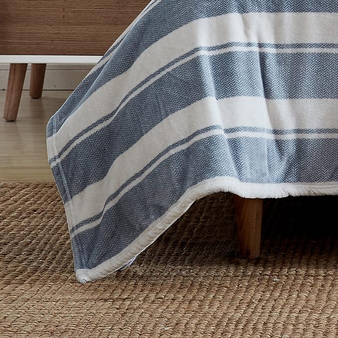 Eddie Bauer - Twin Blanket, Ultra Plush Bedding, Lightweight Home Decor for All Seasons (Stone Throw Stripe, Twin)