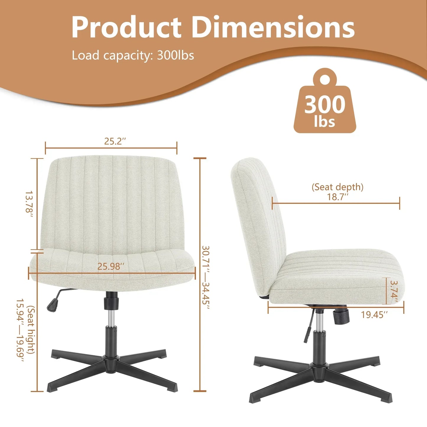 JHK Cross-Legged Swivel Office Chair